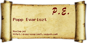 Popp Evariszt névjegykártya
